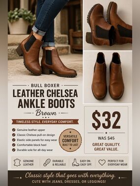 Leather Chelsea Ankle Boots - Brown